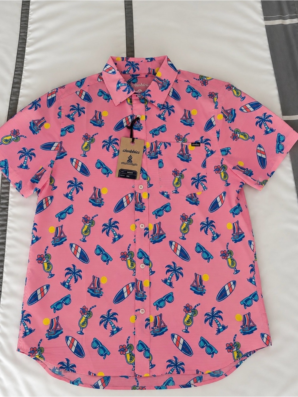 chubbies Pink Short-Sleeve Tropical Print Button-Down Shirt
